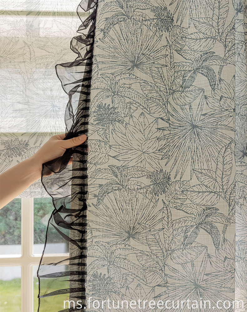 Blackout Shading Window Printed Curtain Sheer